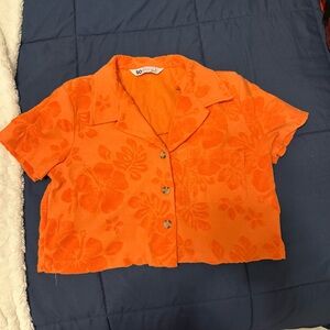 SO Bright Orange Floral Shirt